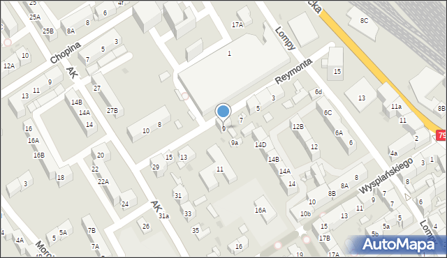 Mysłowice, Reymonta Władysława, 9, mapa Mysłowice