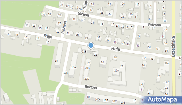 Mysłowice, Reja Mikołaja, 22A, mapa Mysłowice