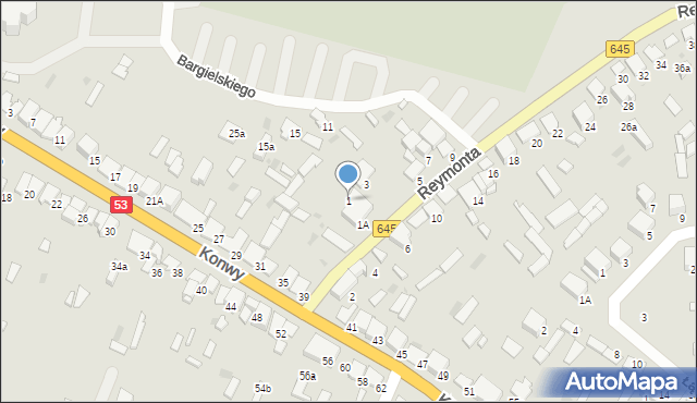 Myszyniec, Reymonta Władysława, 1, mapa Myszyniec