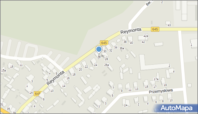 Myszyniec, Reymonta Władysława, 26, mapa Myszyniec