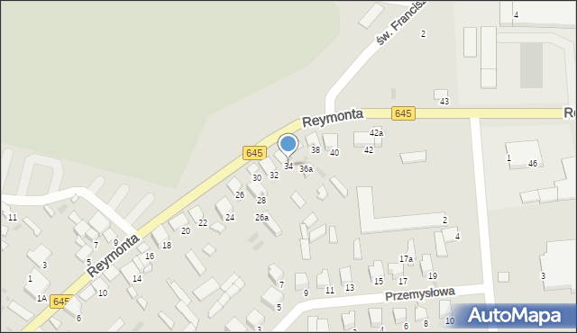 Myszyniec, Reymonta Władysława, 34, mapa Myszyniec