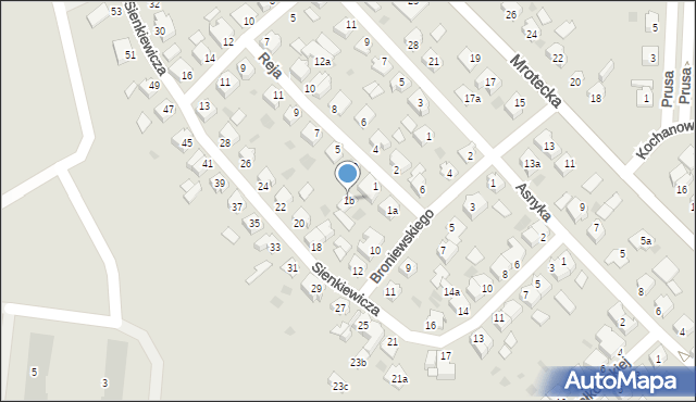 Nakło nad Notecią, Reja Mikołaja, 1b, mapa Nakło nad Notecią