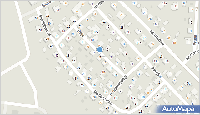 Nakło nad Notecią, Reja Mikołaja, 5, mapa Nakło nad Notecią