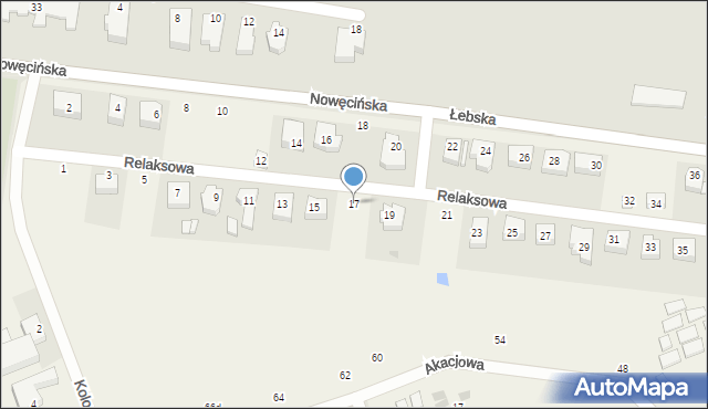 Nowęcin, Relaksowa, 17, mapa Nowęcin
