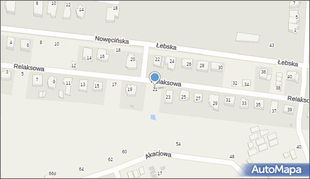 Nowęcin, Relaksowa, 21, mapa Nowęcin