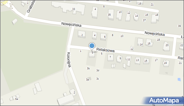 Nowęcin, Relaksowa, 3, mapa Nowęcin