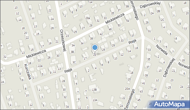 Olecko, Reja Mikołaja, 21, mapa Olecko