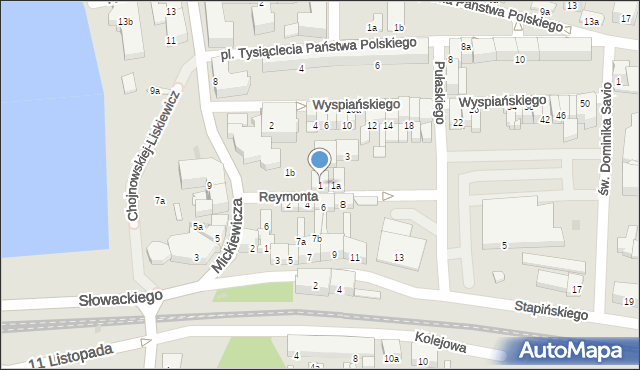 Ostróda, Reymonta Władysława, 1, mapa Ostróda