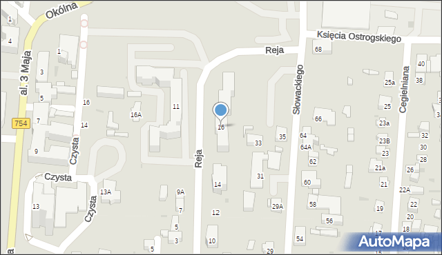 Ostrowiec Świętokrzyski, Reja Mikołaja, 16, mapa Ostrowiec Świętokrzyski