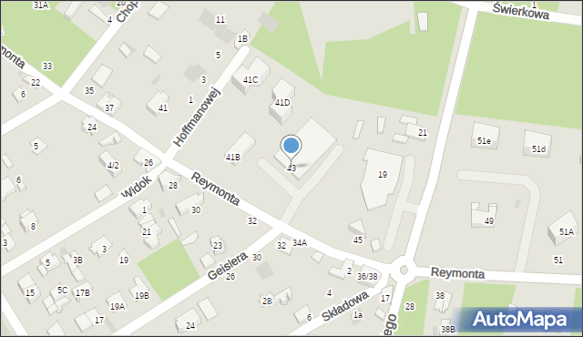 Otwock, Reymonta Władysława, 43, mapa Otwock