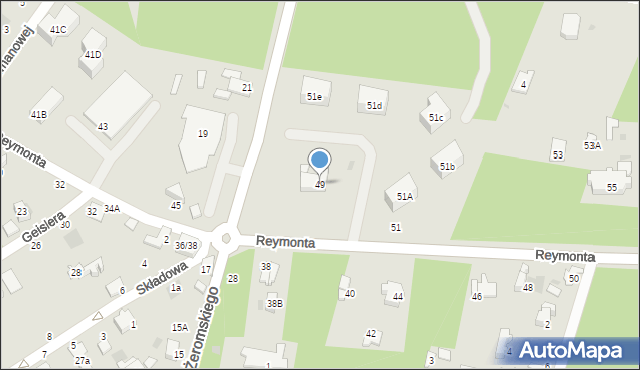 Otwock, Reymonta Władysława, 49, mapa Otwock