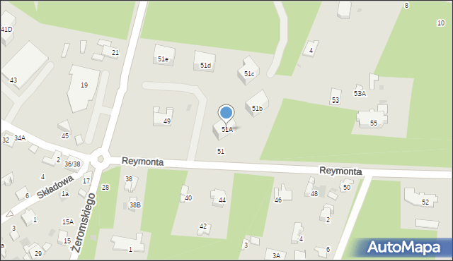 Otwock, Reymonta Władysława, 51A, mapa Otwock