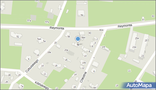 Otwock, Reymonta Władysława, 58, mapa Otwock