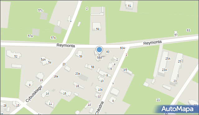 Otwock, Reymonta Władysława, 58A, mapa Otwock