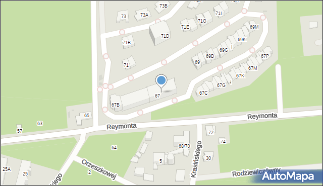 Otwock, Reymonta Władysława, 67A, mapa Otwock