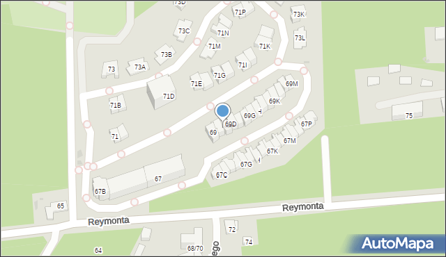 Otwock, Reymonta Władysława, 69C, mapa Otwock