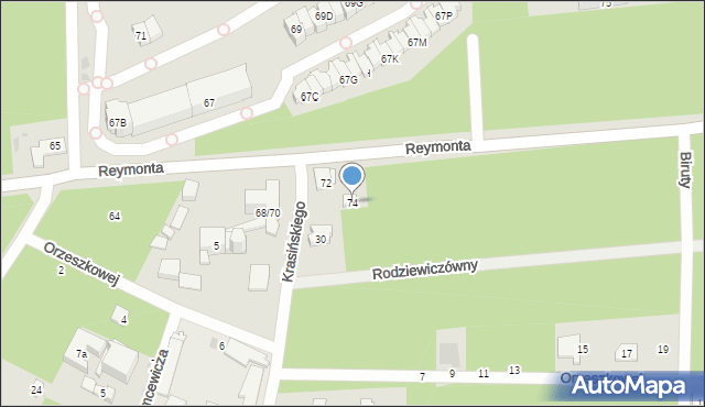 Otwock, Reymonta Władysława, 74, mapa Otwock