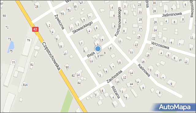 Pajęczno, Reja Mikołaja, 4, mapa Pajęczno