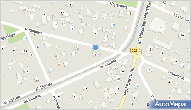 Piaseczno, Redutowa, 1, mapa Piaseczno