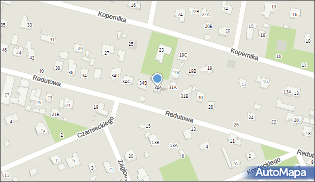 Piaseczno, Redutowa, 34AA, mapa Piaseczno