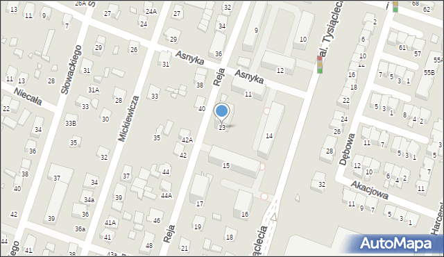 Piastów, Reja Mikołaja, 13, mapa Piastów