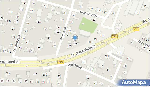Piastów, Reymonta Władysława, 43A, mapa Piastów