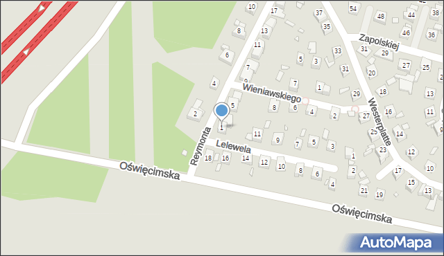 Piekary Śląskie, Reymonta Władysława, 1, mapa Piekary Śląskie