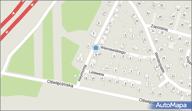 Piekary Śląskie, Reymonta Władysława, 5, mapa Piekary Śląskie