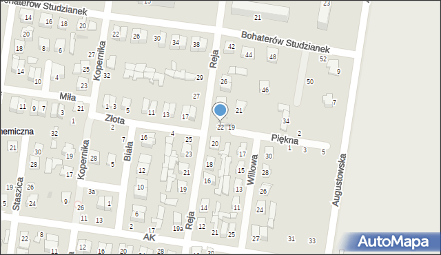 Pionki, Reja Mikołaja, 22, mapa Pionki