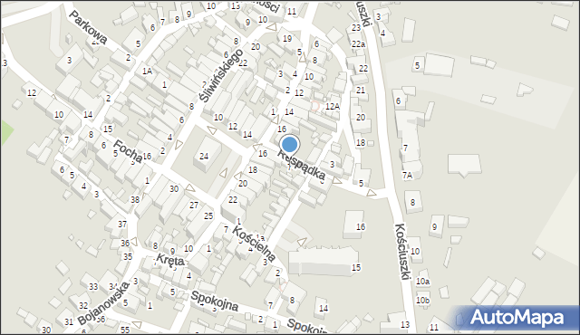 Poniec, Respądka Jana, ks. prof. dr., 7, mapa Poniec