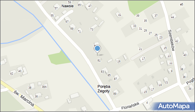 Poręba Żegoty, Reymonta Władysława, 79, mapa Poręba Żegoty