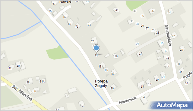 Poręba Żegoty, Reymonta Władysława, 81, mapa Poręba Żegoty