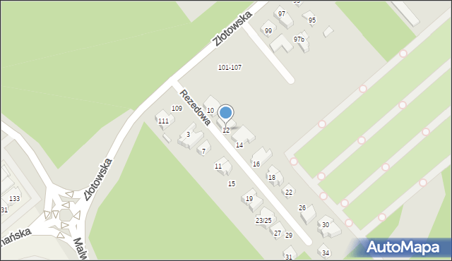 Poznań, Rezedowa, 12, mapa Poznania