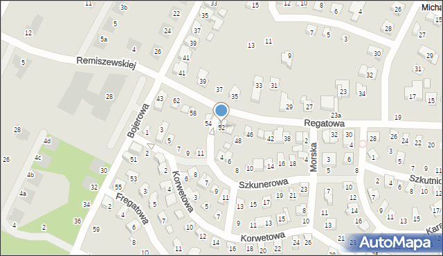Poznań, Regatowa, 52, mapa Poznania