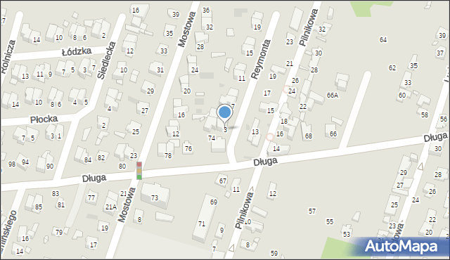 Pruszków, Reymonta Władysława, 3, mapa Pruszków