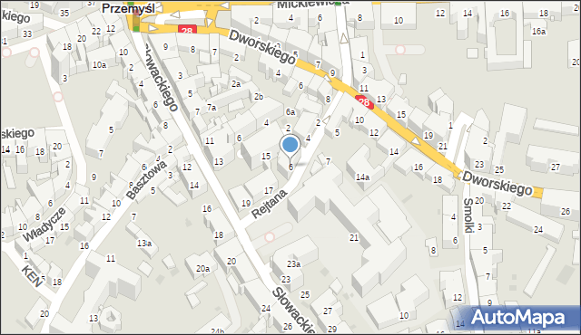 Przemyśl, Rejtana Tadeusza, 6, mapa Przemyśla