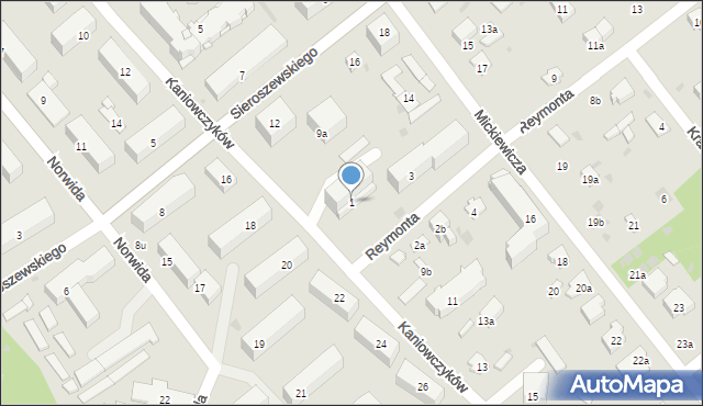 Puławy, Reymonta Władysława, 1, mapa Puław