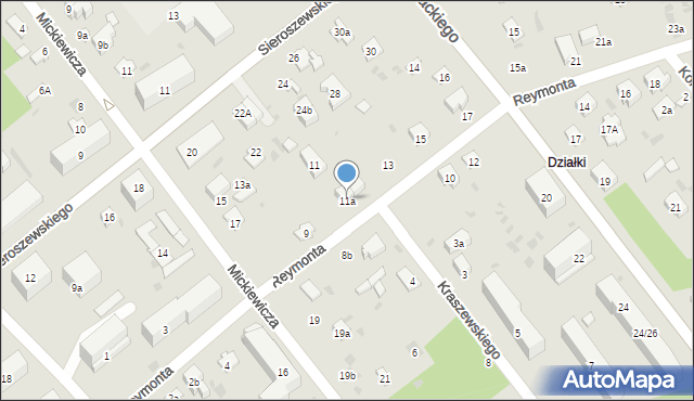 Puławy, Reymonta Władysława, 11a, mapa Puław