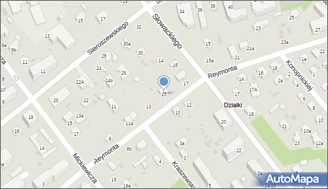 Puławy, Reymonta Władysława, 15, mapa Puław