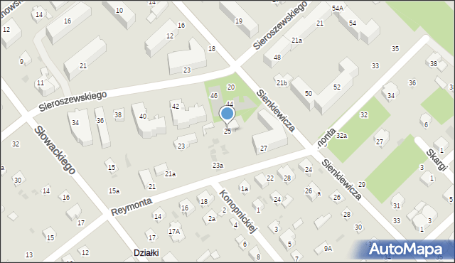 Puławy, Reymonta Władysława, 25, mapa Puław