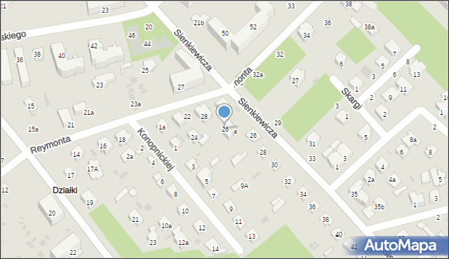 Puławy, Reymonta Władysława, 26, mapa Puław