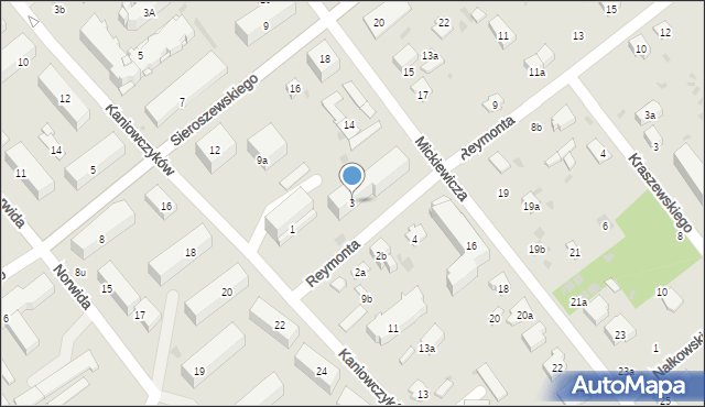 Puławy, Reymonta Władysława, 3, mapa Puław