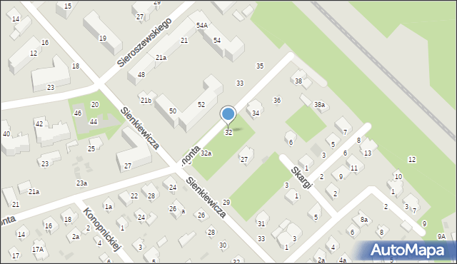 Puławy, Reymonta Władysława, 32, mapa Puław