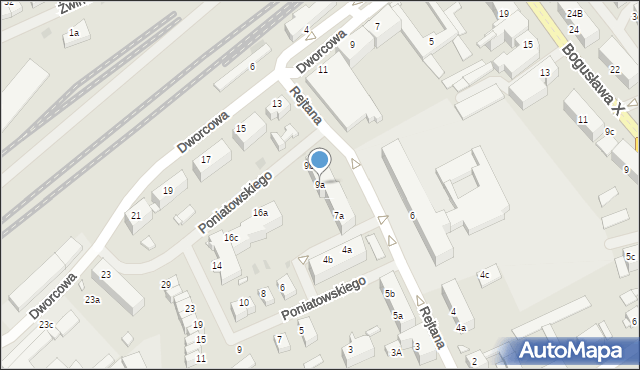 Pyrzyce, Rejtana Tadeusza, 9a, mapa Pyrzyce