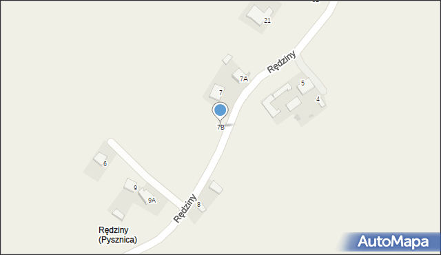 Pysznica, Rędziny, 7B, mapa Pysznica