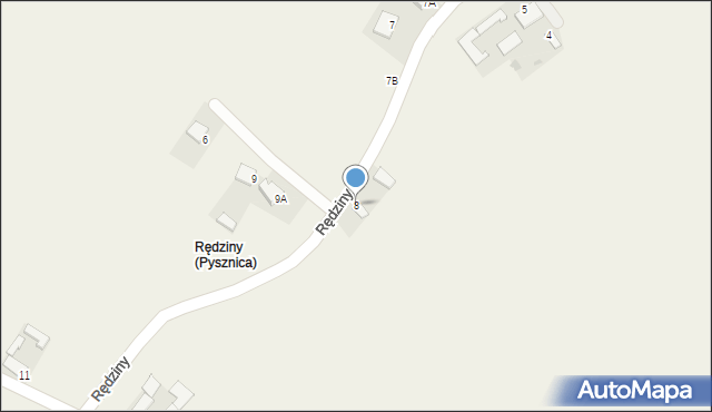 Pysznica, Rędziny, 8, mapa Pysznica