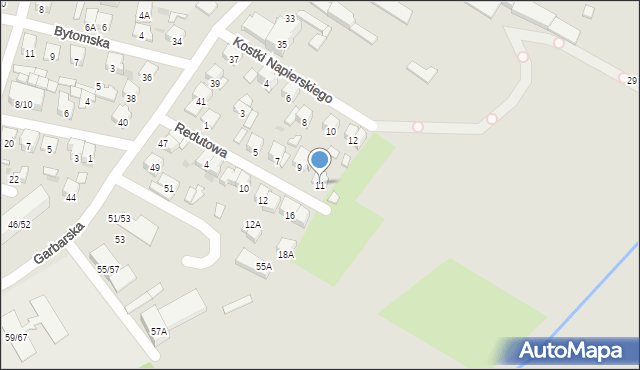 Radom, Redutowa, 11, mapa Radomia