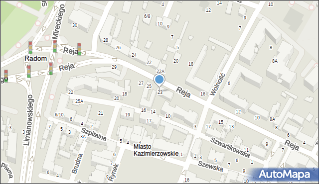 Radom, Reja Mikołaja, 23, mapa Radomia