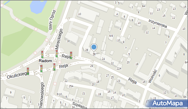 Radom, Reja Mikołaja, 26, mapa Radomia