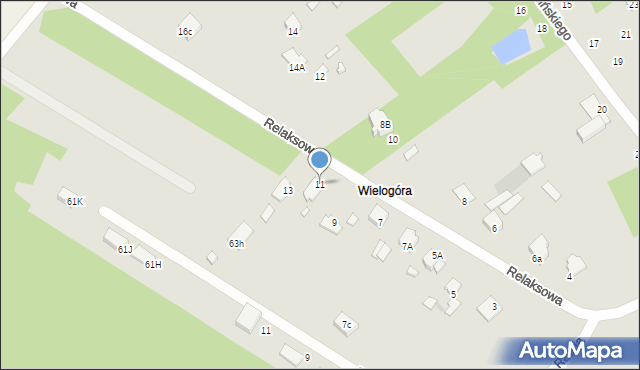 Radom, Relaksowa, 11, mapa Radomia